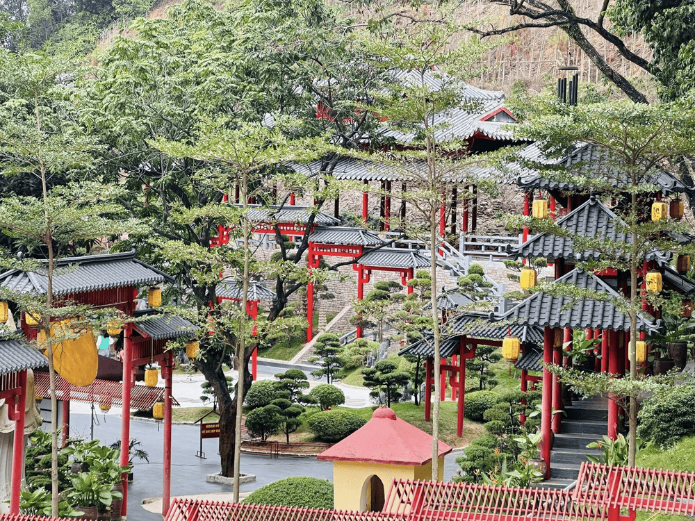 Không gian xanh mát mang đến sự yên ả, thanh tịnh cho người tham quan. (Nguồn: Fanpage Chùa Cây Thị)